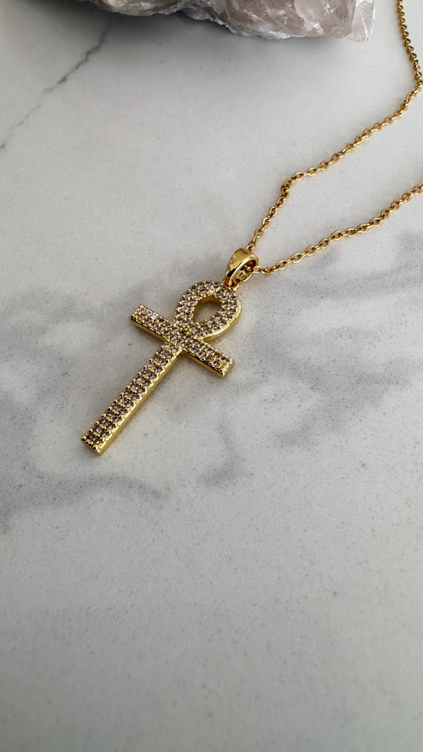 Ankh Pave Necklace