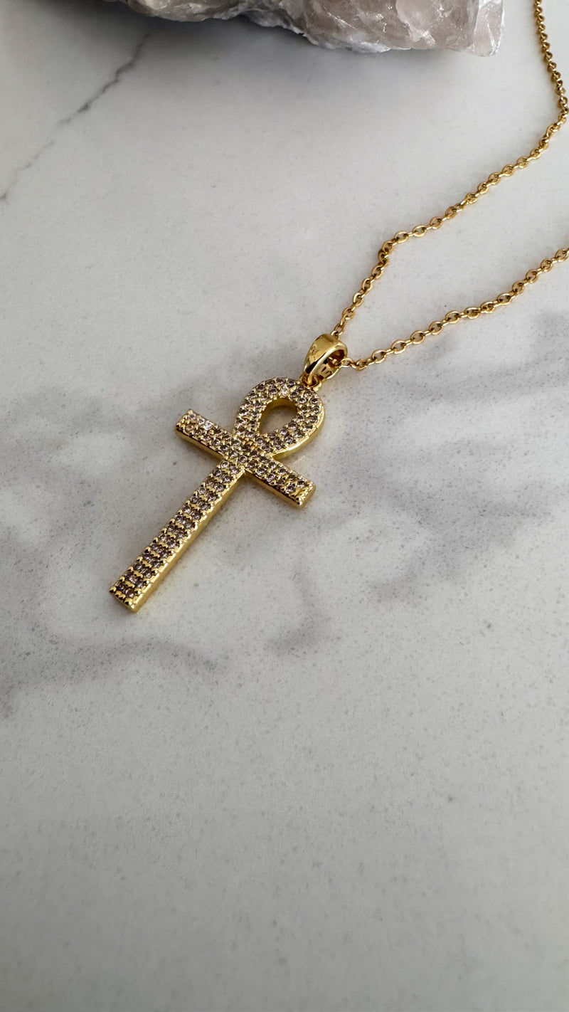 Ankh Pave Necklace