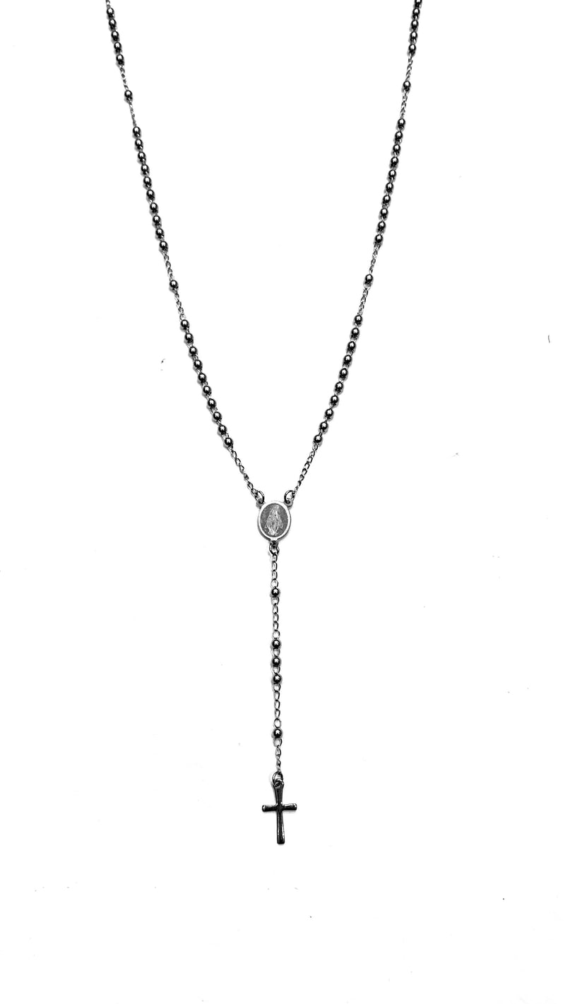 Rosary  Necklace - Silver